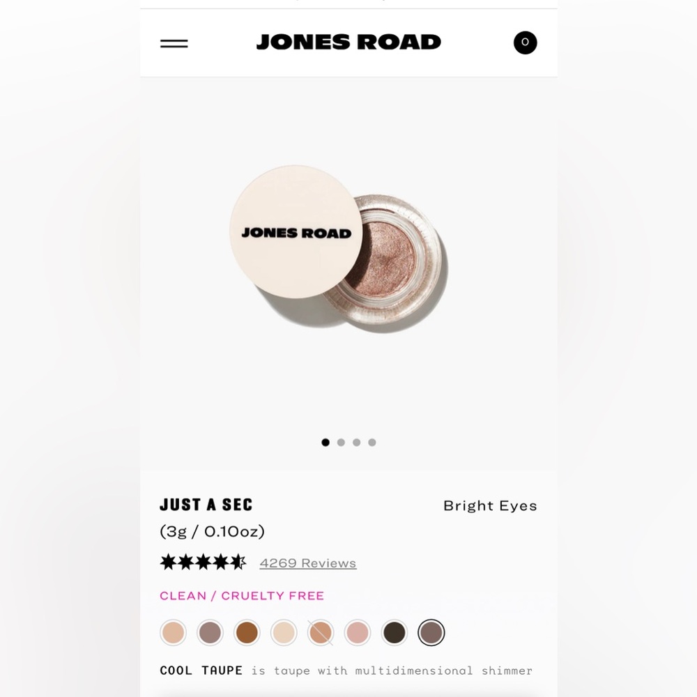 Jones Road, Just A Sec Eyeshadow, Cool Taupe, New in Box, Never Opened